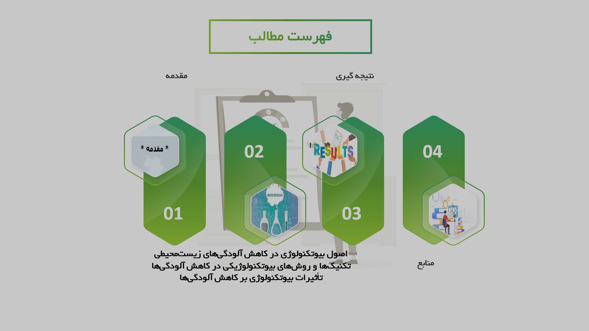 پاورپوینت مطالعه نقش بیوتکنولوژی در کاهش آلودگی‌های زیست‌محیطی ناشی از صنایع